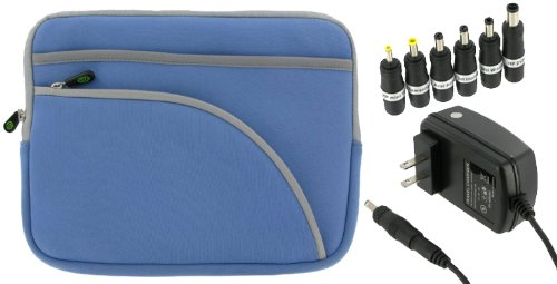 more about rooCASE 2n1 Gateway LT2106u 10.1-Inch Black Netbook Neoprene Sleeve Case and AC Wall Adapter Charger(Invisible Zipper Tri-Pocket - Blue)