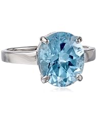 Sterling Silver Oval Blue Topaz Ring