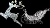 Icy Crystal Lighted LED Sleigh with Galloping Deer Christmas Yard Art Decoration