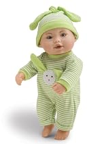Wild Planet Water Babies Caucasian 9" Newborn Green Striped Bunny Romper