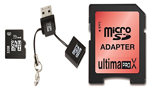 Memzi 32GB Class 10 Ultima Pro X 90MB/s Read - 45MB/s Write Micro SDHC Memory Card with SD Adapter and Micro USB Reader for Samsung Galaxy Ace Cell Phones
