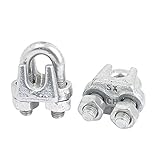 uxcell ワイヤロープクリップ　サドルクランプ　ケーブル　シルバートーン　メタル製 2個入