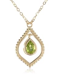 18k Yellow Gold Plated Sterling Silver Station Teardrop Necklace, 18"