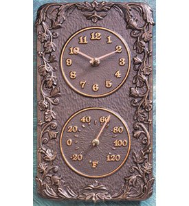 Acanthus THERMOMETER and CLOCK Combo Outdoor DECOR - Moss Green