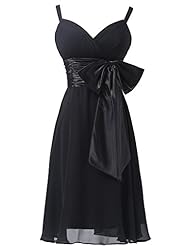 V-neck Cocktail Short Chiffon/Satin Spaghetti Strap Lace-Up Ruched Homecoming Dress/Bridesmaid Dress/Prom Dress/Party Dress/Mini Dress 
