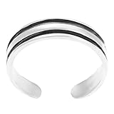Sterling Silver Women's Stripe Toe Ring Hypoallergenic Nickel Free .925 Stamp Adjustable Size