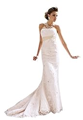 Strapless Mermaid Chiffon/Satin Sleeveless Empire   Waistline Applique Lace Wedding Party Dress 