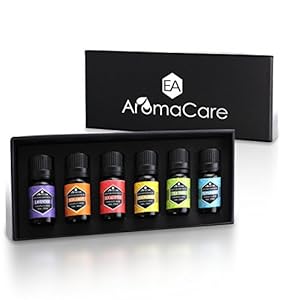 EA AromaCare - Aromatherapy Essential Oils Gift Set, Therapeutic Grade,100% Pure, (Lavender, Peppermint, Lemongrass, TeaTree, Eucalyptus, Bergamot) FREE ebook