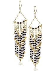 Lee Angel "Safina" Two Tiered Black and White Glass Seed Bead Chandelier