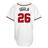 MLB Men's Atlanta Braves Dan Uggla White Home Short Sleeve 6 Button Synthetic Replica Baseball Jersey Big & Tall Spring 2012  (White, XXX-Large)