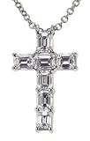 Platinum Emerald Cut Diamond Cross Pendant (2.32 cttw, E-F Color, VS1 Clarity), 16