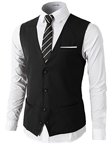 H2H Mens Formal Slim Fit Premium Business Dress Suit 4 Button Vests With Pocket