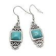 Burnish Silver Turquoise Drop Earrings Fashion Jewelry