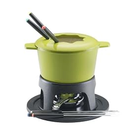 Rachael Ray 1-1 2-Quart Cast Iron Fondue Set, Green (51268) by Rachael Ray