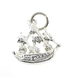 Sterling Silver 16 Figaro Chain Necklace with Charm Ship