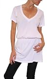 Women's LNA Deep V Elastic Waist Dress in White