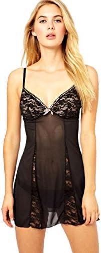 See-through Black Lace Babydoll with Panty