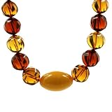 Multicolor Baltic Amber and Sterling Silver Faceted Necklace, 24"