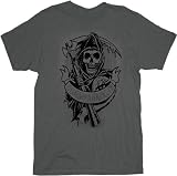 Sons of Anarchy Velvet Flocked Gear Logo Mens Charcoal T-Shirt Tee
