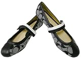 COACH JANEY SIGNATURE BLACK WHITE BALLET FLAT SHOES NEW