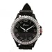 Black Silver Silicone Gel Ceramic Style Band Crystal Bezel Watch