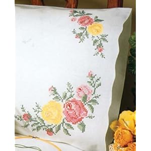 Tobin Stamped Pillow Case Pair-Rose Classic