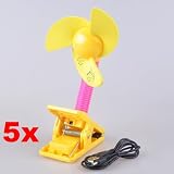 Neewer 5x Clip-on Baby Stroller Portable Travel Cooling Cool Mini Fan