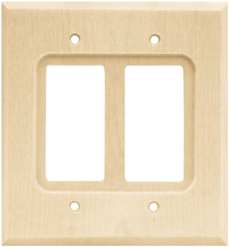 BRAINERD 64655 Wood Square Double Decorator Wall Plate / Switch Plate / Cover, Unfinished Wood