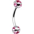 16 Gauge Pink Multi Gem Eyebrow Ring