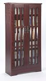 Leslie Dame Mission Style CD, DVD, Video Storage Cabinet with Glass Doors M-371 Dark Cherry