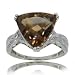 10KT White Gold Solitaire Ring Trillion Smokey Topaz