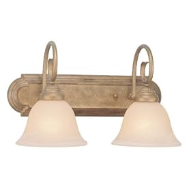 Century - 2 Light Bathroom Vanity Lighting Fixture - Gold Antique Brass - Cream Glass -... by Jeremiah