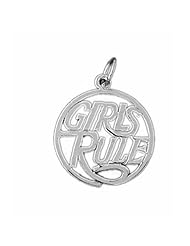 Dazzlers Solid 14 karats Gold Girls Rule Charm Pendant available in three colors from jewelsberry (weights: 1.3 grams only)