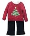 BT Kids Dot Sweater With White Knit Top And Black Uncut Corduroy Pants Red, 18 Months