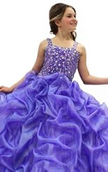 Girls Crystals Applique Beaded Lace Crystal Chiffon/Taffeta/Tulle Flower-Girl Dress/Wedding Dress 