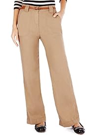 Linen Blend Wide Leg Trousers