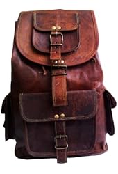 20" Genuine Leather Retro Rucksack Backpack College Bag,school Picnic Bag Travel