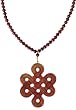 14k Yellow Gold Carnelian Necklace with Red Serpentine Pendant, 30"