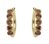 10k Yellow Gold Smoky Topaz Hoop Earrings