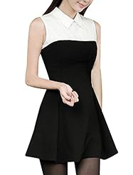 Sleeveless Polyester Pleated General Print Little Black Dress 