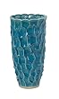 14" Retro Wave Textured Bold Turquoise Blue Flower Vase