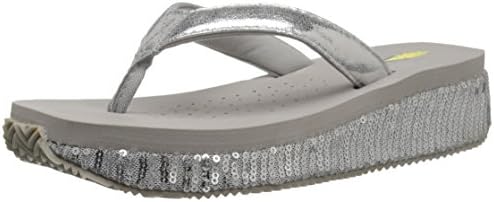 Volitile Women's Silky Wedge Sandal, Silver, 7 B US