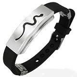 New Black Rubber Bracelet with Stainless Steel Snake Design, Length 21cms.