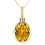 10k Yellow Gold 8x6 Oval Citrine Bezel Pendant, 18"