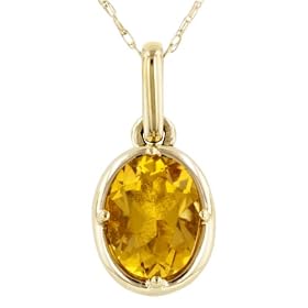 Buy 10k Yellow Gold 8x6 Oval Citrine Bezel Pendant, 18 by Amazon.com Collection