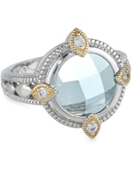 Bronze with Multi-Plating Two-Tone Glass and Simulated Diamond Round Ring, Size 7