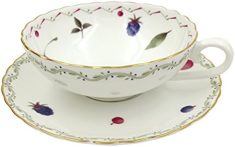 Jsaron Vintage Fruit Flower Tea Coffee Cup with Spoon and Saucer Set Coffee Mug