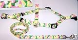 Ultralite Step-In Dog Harness & Leash Set Small 12-17 Pink Green Multi Color Camo