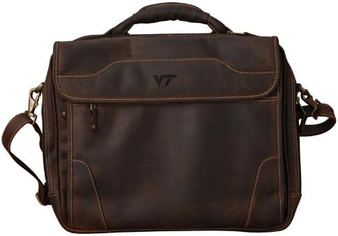 Virginia Tech - Dakota Pines Leather Computer Briefcase - Brown