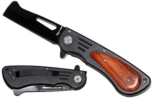 7.5" Straight Razor Pocket Knife Assisted Opening - Rose Wood Handle